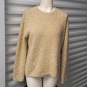 Sam and Jess, Soft Plush Cream and Gold Confetti, Long Sleeve Sweater, Women's L